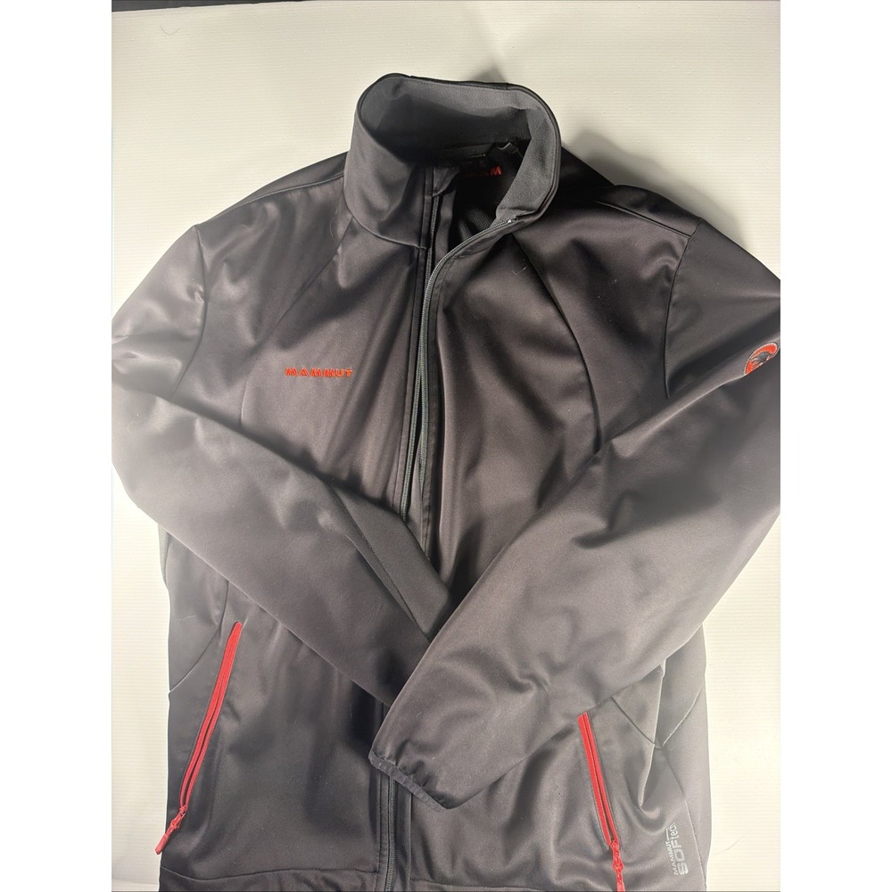 Mammut SOFtech Softshell Jacket Men's XL Black Red Full Zip Hiking Outdoor